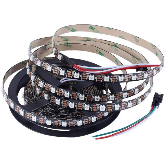 Neopixel WS2812B Addressable RGB LED Strip - 5V - 60 LEDs  per meter - Inbuilt chip  - IP20 - Black PCB