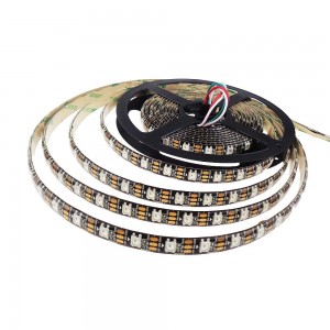 Neopixel WS2812B Addressable RGB LED Strip - 5V - 60 LEDs per meter - Inbuilt chip  - IP65 Waterproof - Black PCB - 5 meter REEL