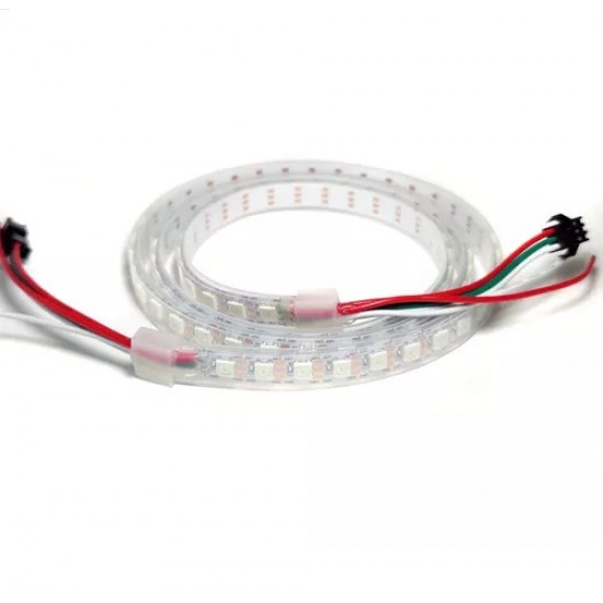 Neopixel WS2812B LED Strip 144LEDs/meter IP67  Waterproof - 1 meter - WHITE PCB
