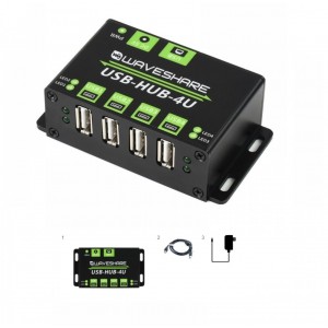 Waveshare Industrial Grade USB HUB, Extending 4x USB 2.0 Ports Including Power Adapter 