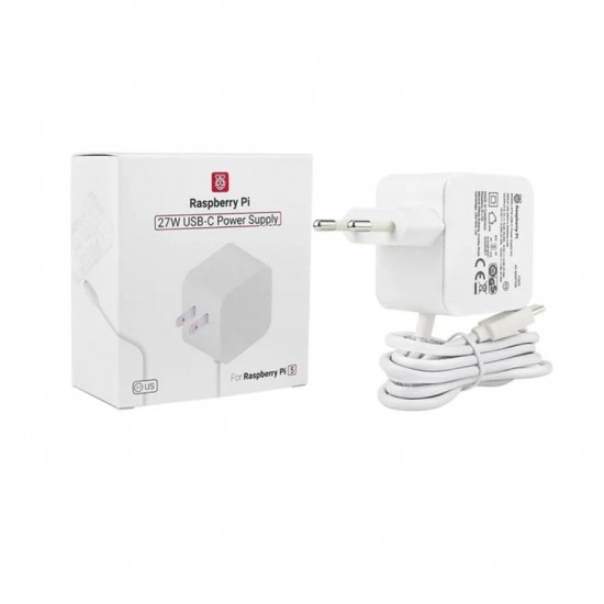 Official Raspberry Pi 5 USB-C Power Supply - 27W - White