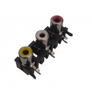 3 Way RCA Connector 2 Pin Right Angle Yellow White Red 3 Way RCA Connector 2 Pin Right Angle Yellow White Red