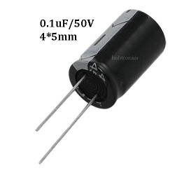 Pack of 25 pcs - 0.1 uF/ 50V 4*5mm Radial Electrolytic Capacitor Pack of 25 pcs - 0.1 uF/ 50V 4*5mm Radial Electrolytic Capacitor