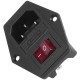 Modular Panel Mount AC Socket with Fuse Holder and Rocker Switch - IEC320 C14  AC-08