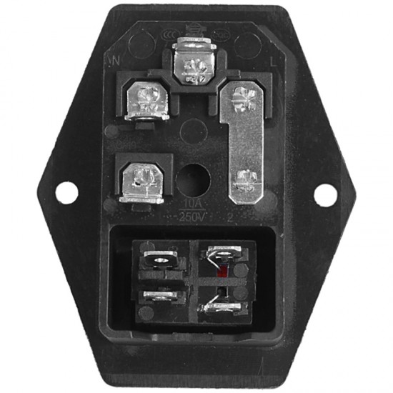 Modular Panel Mount AC Socket with Fuse Holder and Rocker Switch - IEC320 C14  AC-08