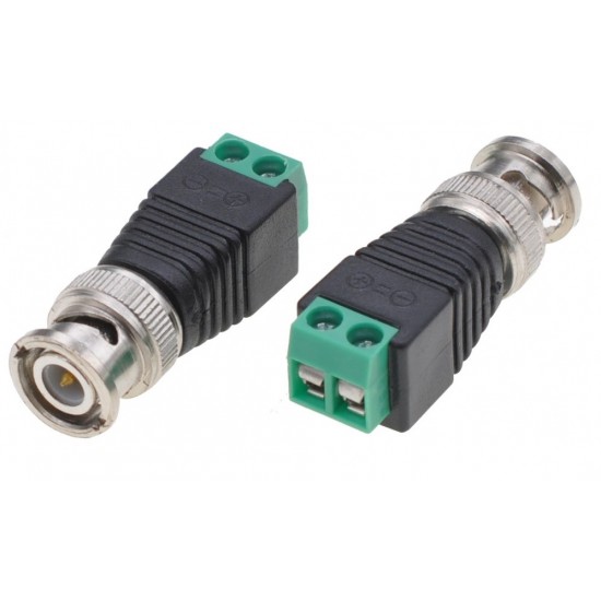 BNC Male Connector to 2 Pin Terminal Block Adapter 