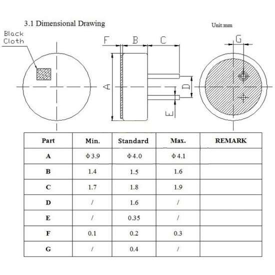 4015P Omnidirectional Electret Condenser Microphone 4015P Omnidirectional Electret Condenser Microphone