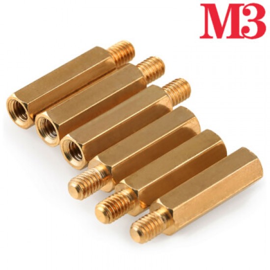 M3x20+6 Hex Male to Female Brass Spacer Stand Off M3x20+6 Hex Male to Female Brass Spacer Stand Off