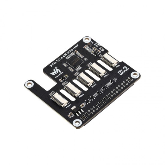 Waveshare 4-Ch PCIe FFC Adapter Board for Raspberry Pi 5, Expands The PCIe Interface Of The Pi 5 To 4-Ch PCIe FFC Connectors, Supports Stacking Multiple PCIe HATs, Raspberry Pi 5 PCIe HAT Waveshare 4-Ch PCIe FFC Adapter Board for Raspberry Pi 5, Expands The PCIe Interface Of The Pi 5 To 4-Ch PCIe FFC Connectors, Supports Stacking Multiple PCIe HATs, Raspberry Pi 5 PCIe HAT