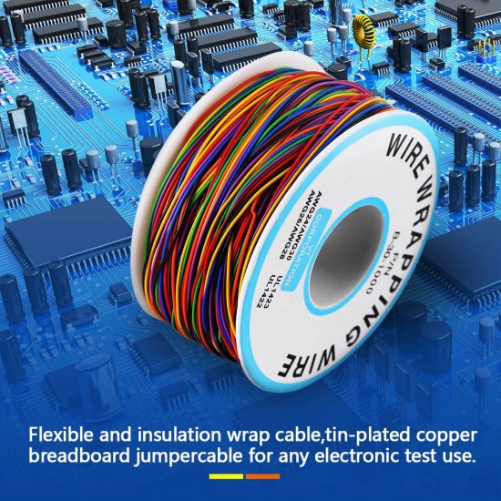 250 Meter Multicolor Circuit Wrapping Wire - PVC Insulated -Tinned Copper Wire - 30AWG - B-30-1000