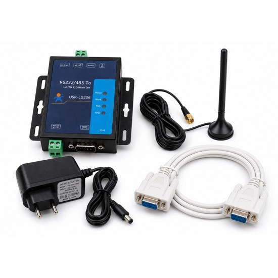 USR-LG206-H-P LoRa Modem Serial RS232 RS485 to LoRa Converter - Antenna/ Power Adapter / Serial Cable Included USR-LG206-H-P LoRa Modem Serial RS232 RS485 to LoRa Converter - Antenna/ Power Adapter / Serial Cable Included