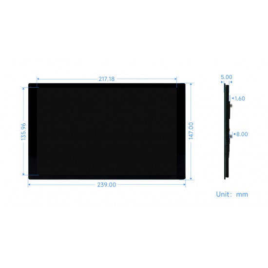 10.1inch Capacitive Touch Display (C) for Raspberry Pi, 1280×800, IPS, DSI Interface