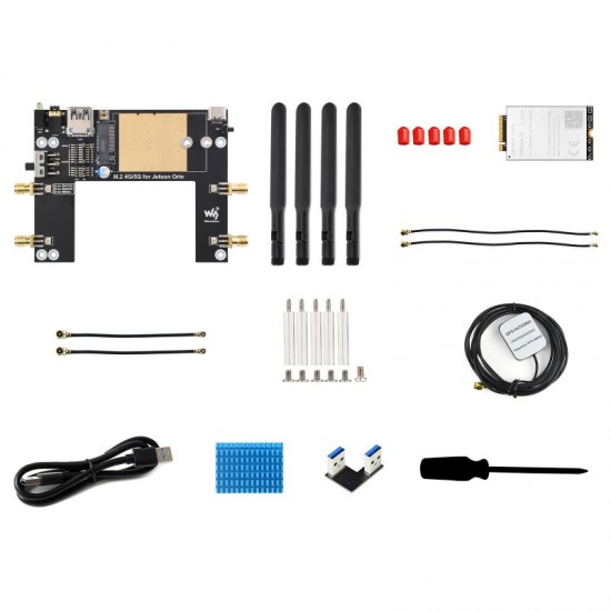 Waveshare 5G/4G/3G Module Designed For Jetson Orin, Includes RM520N-GL Module, Supports 5G NSA And SA Networking, GNSS Positioning