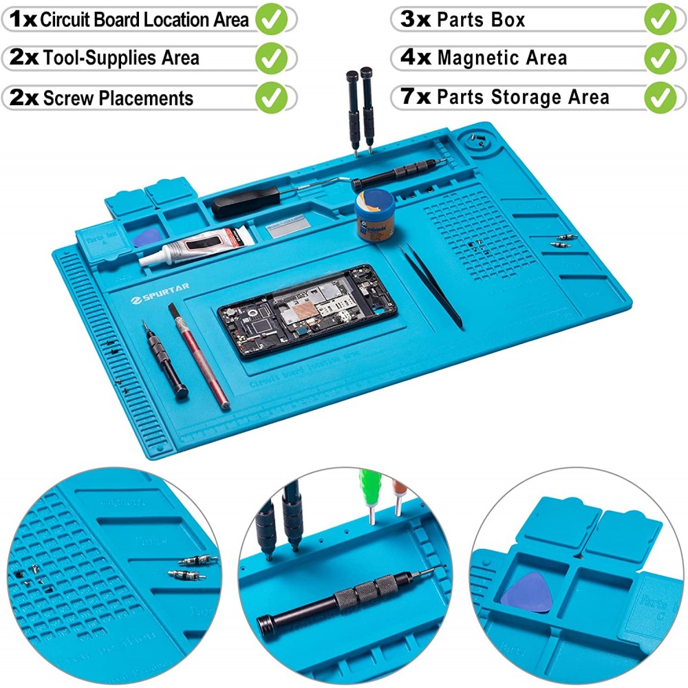 Buy Silicone Mat for Electronics Repair Workbench, Antistatic, Heat ...