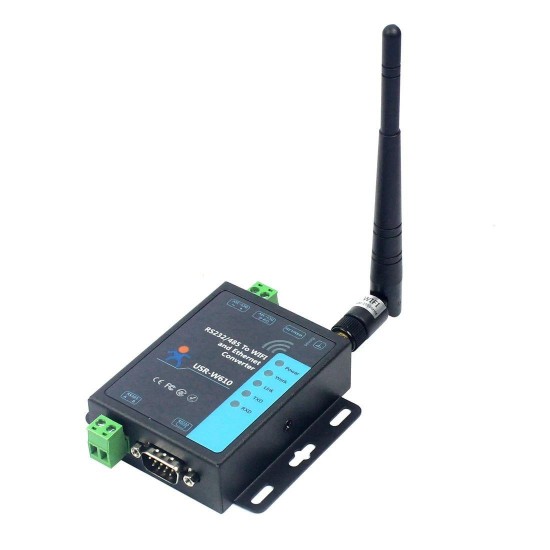 USR-W610 Industrial RS485/ RS232 to WiFi / Ethernet Converter (Power Adapter / Serial Cable Included)