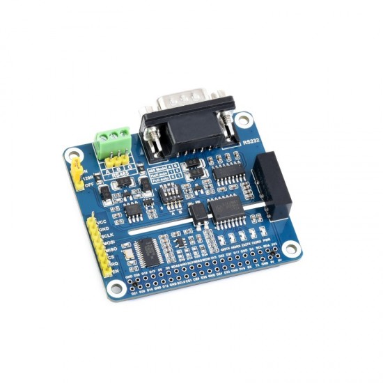 Isolated RS485 RS232 Expansion HAT for Raspberry Pi, SPI Control