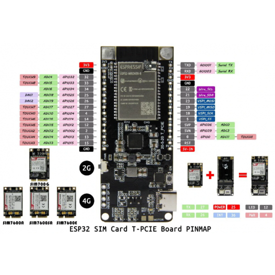 TTGO T-PCIE CH9102F Q101 QFN24 V1.1 ESP32-WROVER-B AXP192 Chip WIFI Bluetooth Module Board - CH9102F 4MB
