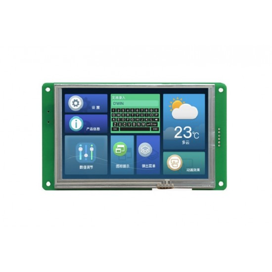 DWIN HMI LCD 5" T5L DGUSII LCM, Resistive Touch, IPS Screen, Serial UART Intelligent Control, 800*480, 200nit, DMG80480C050_03WTR
