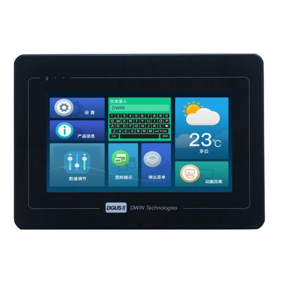 DWIN RS232/RS485 HMI LCD 7inch with Enclosure, Resistive Touch, IPS Screen, Serial UART Intelligent Control, 800*480, 250nit, DMG80480T070_A5WTR