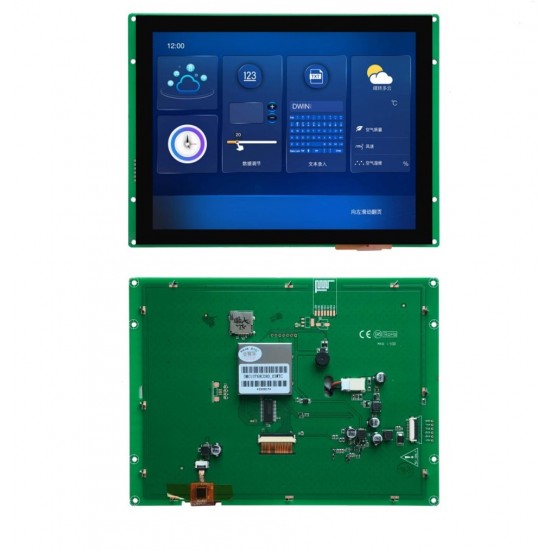 DWIN 8inch HMI Smart LCD, Capacitive Touch, IPS Screen, Serial UART Intelligent Control, 1024*768, 180nit, DMG10768C080_03WTC