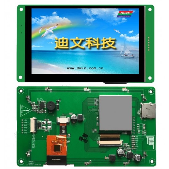 DWIN HMI LCD 5" T5L DGUSII LCM, Capacitive Touch, IPS Screen, Serial UART Intelligent Control, 800*480, 250nit, DMG80480C050_03WTC