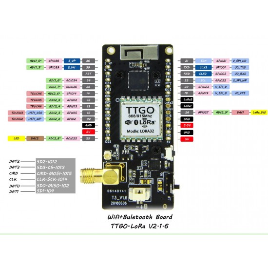 TTGO LoRa 868MHz ESP32 Development Board  T3 V1.6.1 CH9102F SMA IP5306 (Q168 )
