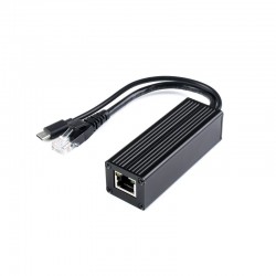 Industrial Gigabit PoE Splitter, Metal Case protection, Ethernet + 5V 2.5A Type-C Out
