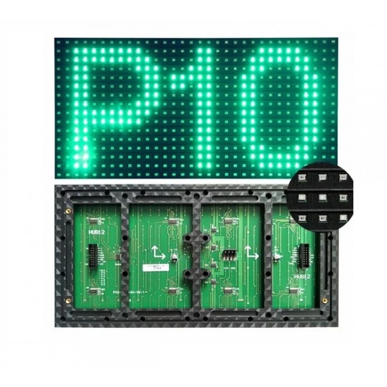 P10 High Brightness  Green LED Display Panel - SMD -  32*16 - 4 Scan - 5V - HUB12