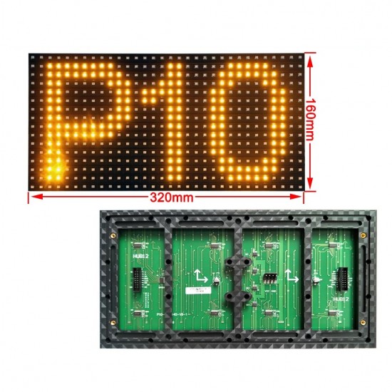 P10 Outdoor LED Display Panel Module - 32x16 - High Brightness YELLOW - 5V - SMD Dot Matrix Display