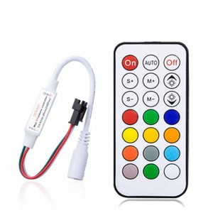 Mini RF Remote Controller 21Keys for RGB LED strips 5V-24V, 366 Modes, 2048 Pixels Mini RF Remote Controller 21Keys for RGB LED strips 5V-24V, 366 Modes, 2048 Pixels