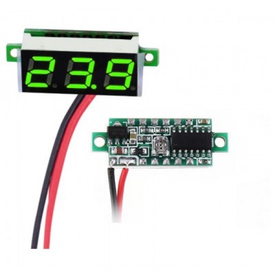 0.28inch Mini DC Voltmeter 2 Wire 2.5-30V DC Green