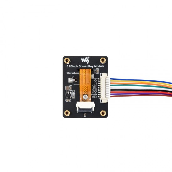 Waveshare 0.85inch Mechanical LCD ScreenKey, IPS Panel, 128 × 128 Resolution, 65K Color, SPI Communication Interface - Black