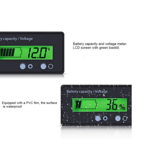 12-84V LED Acid 3-24 Strings Lithium Battery Power Display Meter Power Display GY-6GS Green Self setting