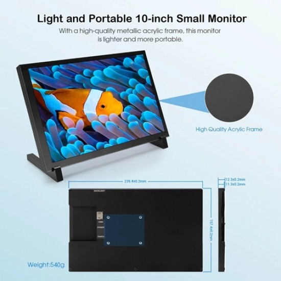 Elecrow 10.1 Inch IPS Capacitive Touch Monitor 1280x800 | HDMI for Raspberry Pi 5, Jetson Nano, PC (MPN:DIS85101D)