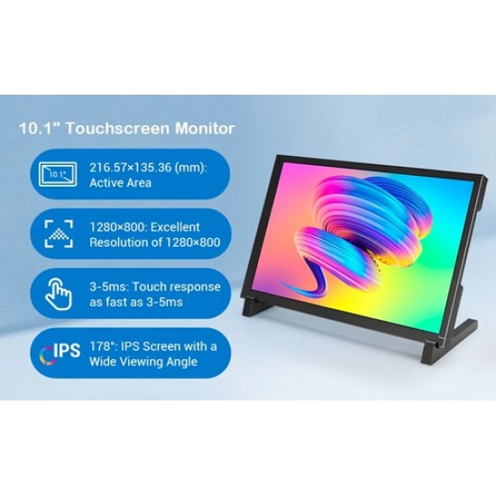 Elecrow 10.1 Inch IPS Capacitive Touch Monitor 1280x800 | HDMI for Raspberry Pi 5, Jetson Nano, PC (MPN:DIS85101D)