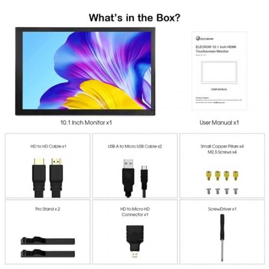 Elecrow 10.1 Inch IPS Capacitive Touch Monitor 1280x800 | HDMI for Raspberry Pi 5, Jetson Nano, PC (MPN:DIS85101D)