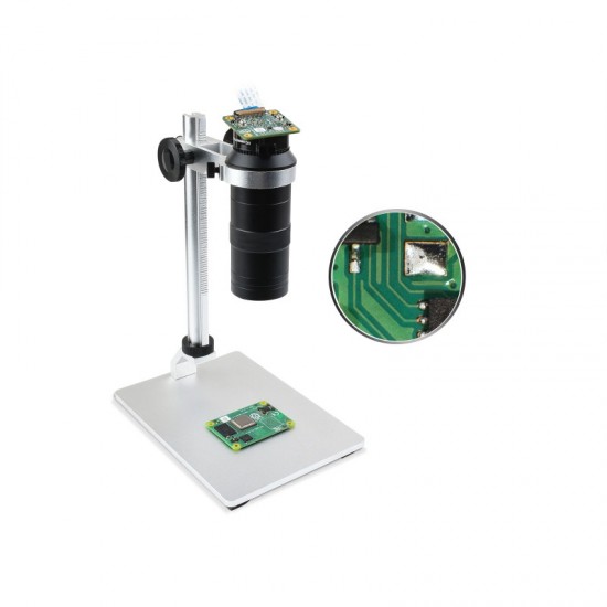 100X Industrial Microscope Lens, C/CS-Mount, Compatible With Raspberry Pi HQ Camera