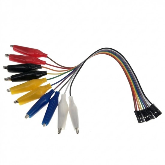 10Pin Alligator Clip to Female Jumper Wire for DIY Connection - 20cm Length 10Pin Alligator Clip to Female Jumper Wire for DIY Connection - 20cm Length