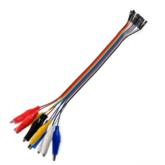 10Pin Alligator Clip to Female Jumper Wire for DIY Connection - 20cm Length 10Pin Alligator Clip to Female Jumper Wire for DIY Connection - 20cm Length