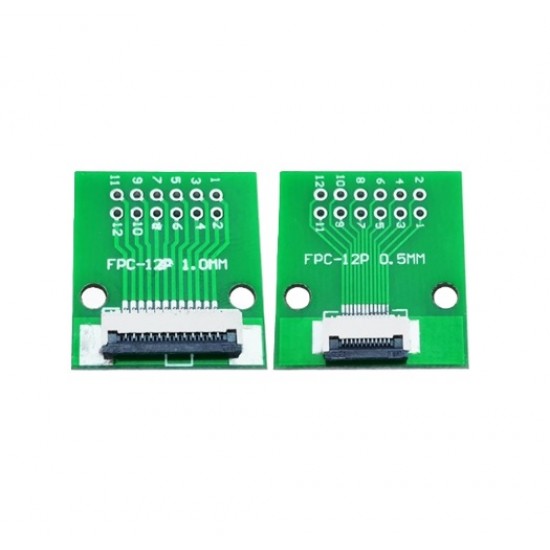 12 Pin 0.5 & 1.0mm FPC/FFC Adapter Breakout Board - Both Side Soldered Connector