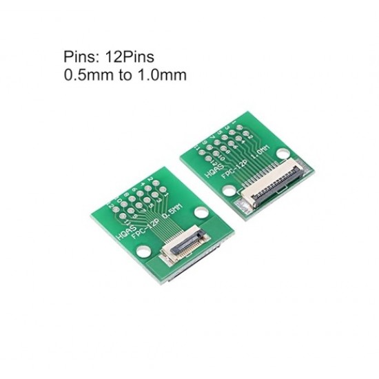 12 Pin 0.5 & 1.0mm FPC/FFC Adapter Breakout Board - Both Side Soldered Connector