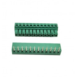 12pin Pluggable Terminal Block Connector - Right Angle - 3.81mm Pitch - 15EDGR3.81- Set of M+F