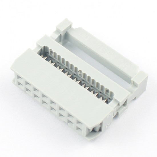 Flat Ribbon Cable Connector - Press Mount - 16 Pin Female - 2.54mm - FRC/ IDC connector - Grey
