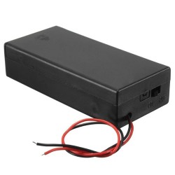 18650 Dual Battery Holder Case with ON/OFF Switch and Red-Black Power Wires