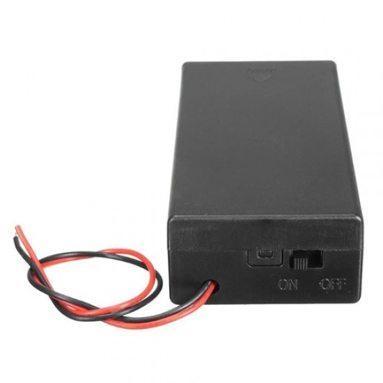18650 Dual Battery Holder Case with ON/OFF Switch and Red-Black Power Wires