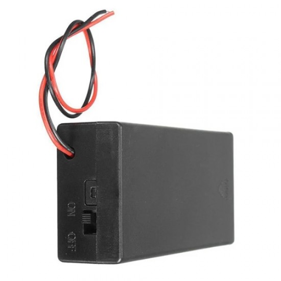 18650 Dual Battery Holder Case with ON/OFF Switch and Red-Black Power Wires