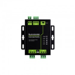 Waveshare Industrial Grade 2-Ch CAN To Ethernet Server, 2-Ch CAN + RS485 + Ethernet Port, Supports CAN Repeater / CAN To RS485, Dual SOCKET