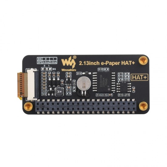 2.13inch E-Paper HAT+ For Raspberry Pi, E-Ink Display, 250x122, Immersion Gold Process, SPI Interface, HAT+ Standard, With Pwnagotchi Tutorial