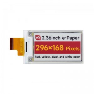 2.36inch E-Paper (G) raw display, 296 × 168, Red/Yellow/Black/White 2.36inch E-Paper (G) raw display, 296 × 168, Red/Yellow/Black/White