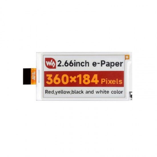 2.66inch E-Paper (G) raw display, 360x184, Red/Yellow/Black/White, SPI Communication
